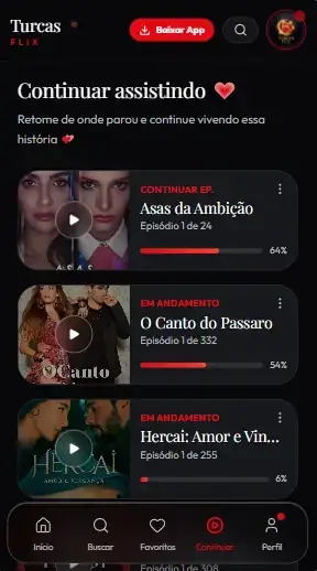 Tela Continuar assistindo do app NetiDizis