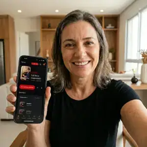 Regina Alves assistindo novelas turcas no app